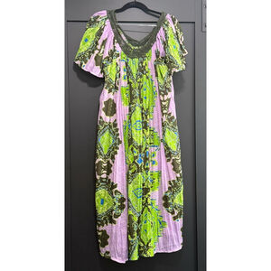 Jessica Bloom House Dress One Size Purple Green